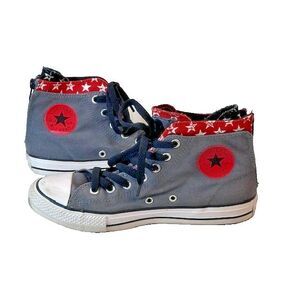 Converse Chuck Taylor All Star Fold-Over/Hi-Top Gray Red Black Stars Y 4/W 5.5